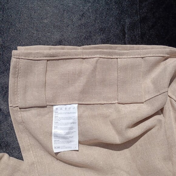 Semi Sheer Linen Curtains Beige Oatmeal 52 x 120 Rod Pocket Curtain Panel Pair - Picture 11 of 15